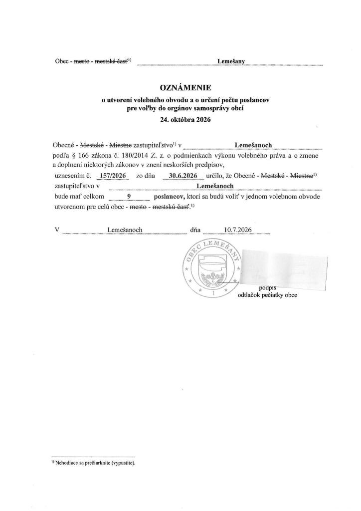 oznámenie
