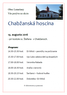 Chabžanská hoscina 14.8.2016